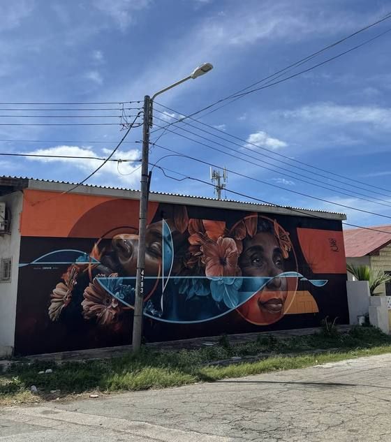 Colorful abstract mural in San Nicolas street art district